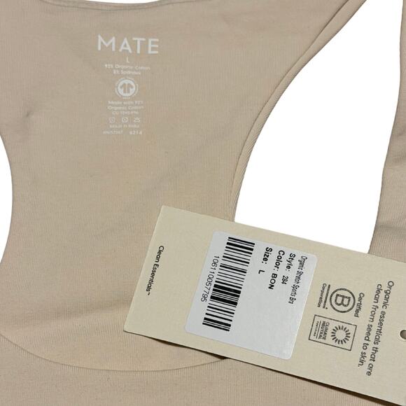 NWT MATE the Label Organic Stretch Sports Bra – Bone – Size L – Retail $58 - Picture 4 of 5